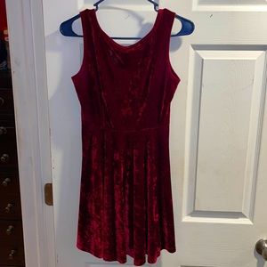 Dark red velvet mini skater dress from Forever 21 Size Small